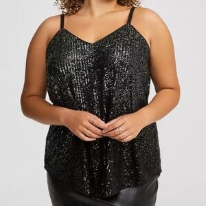 Torrid Gunmetal Sophie Sequin Swing Camisole Top Size 1X